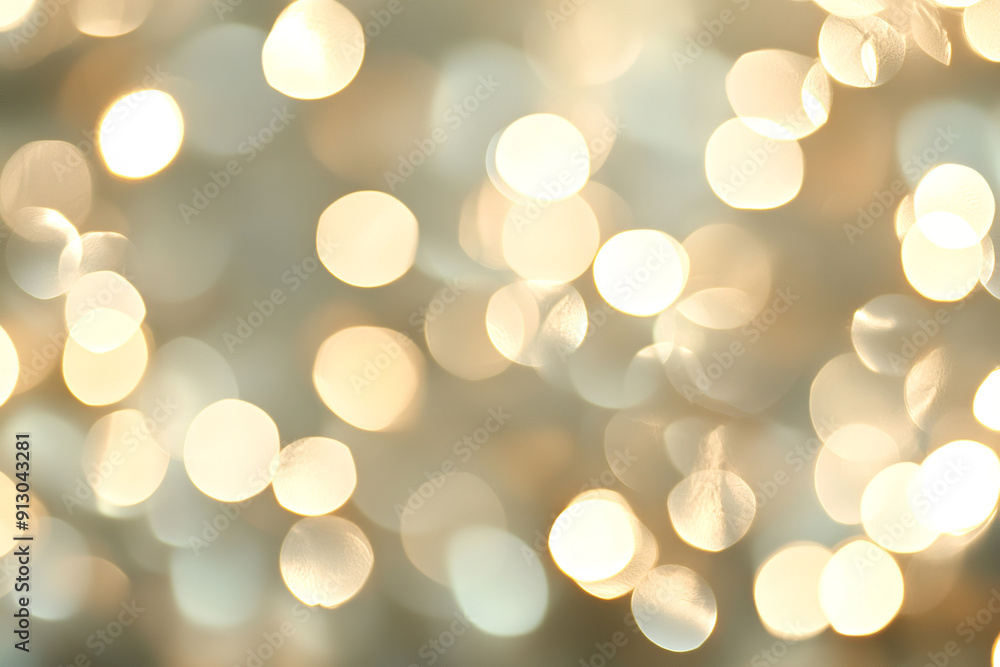 Obraz premium An abstract background of vintage glittering lights in silver and white creates a de-focused, dreamy effect