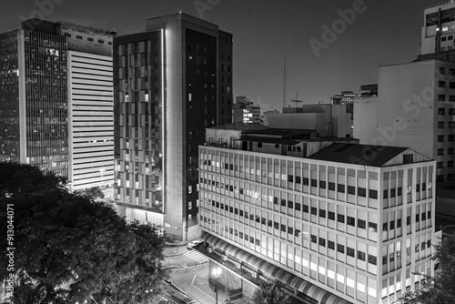 black and white buildings photo