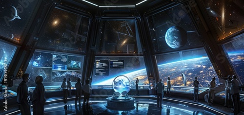 Fototapeta Naklejka Na Ścianę i Meble -  Space Station Observation Deck with Earth View