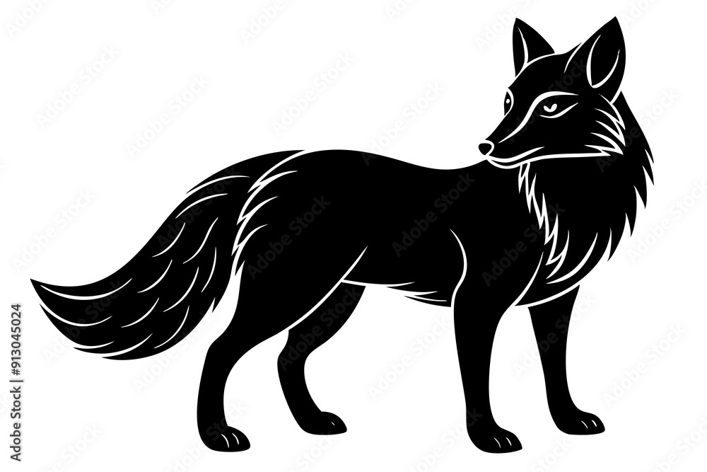Fox line art silhouette vector Fox line art silhouette vector