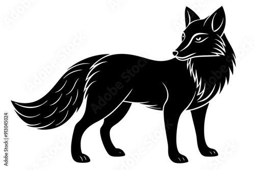 Fox line art silhouette vector