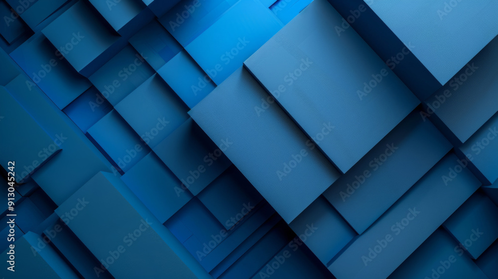 Geometric Blue Asset, Generative AI Illustration Geometric Blue Asset, Generative AI Illustration
