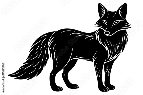 Fox line art silhouette vector