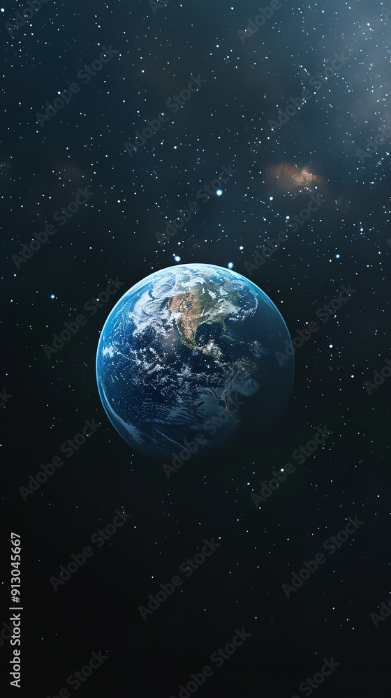 planet earth view from space, in the background the Milky Way and many stars, dark background planet earth view from space, in the background the Milky Way and many stars, dark background