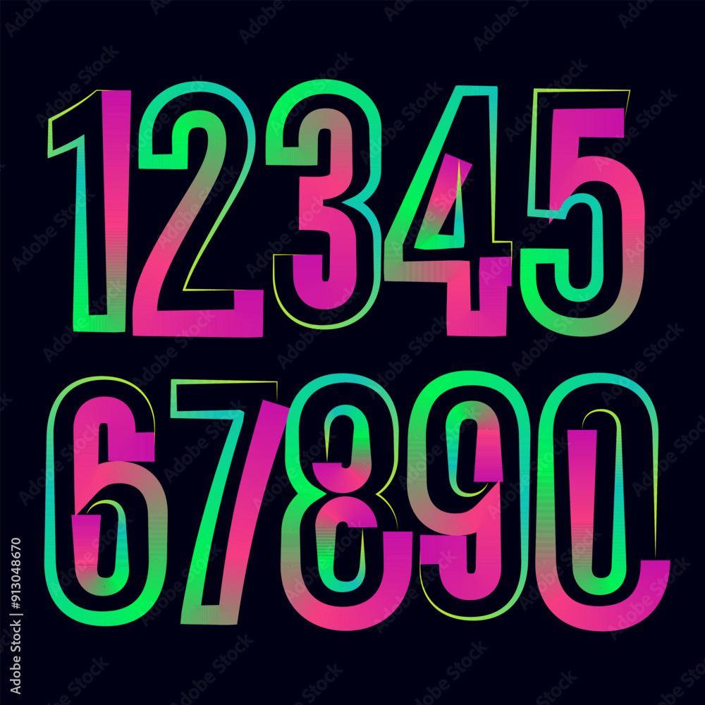 Vector set of numbers, set numbers, gradient numbers Vector set of numbers, set numbers, gradient numbers