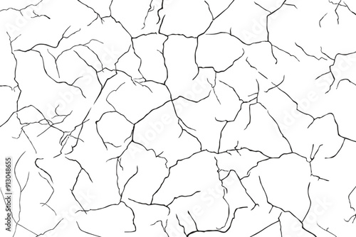 Vector and clip art pattern with many cracks and scratches. Cracked barren desert earth on background banner caused by drought from global warming.