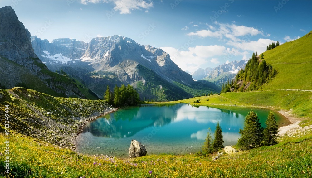 Fototapeta premium alpine natural landscape, AI generated