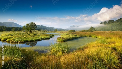 wetland natural landscape, AI generated