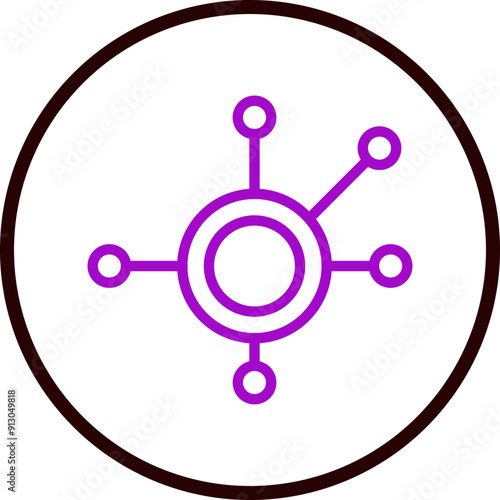 Network Nodes Connected Vector Line Purple Circle Black