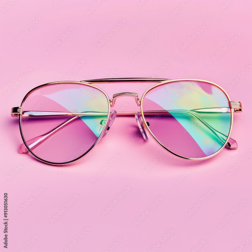 fashionable eyeglasses on pink background