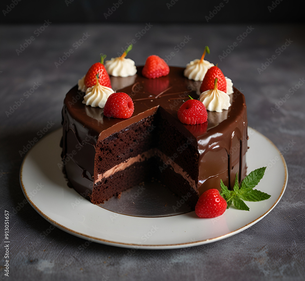 strawberry and chocolate cake AI generative strawberry and chocolate cake AI generative