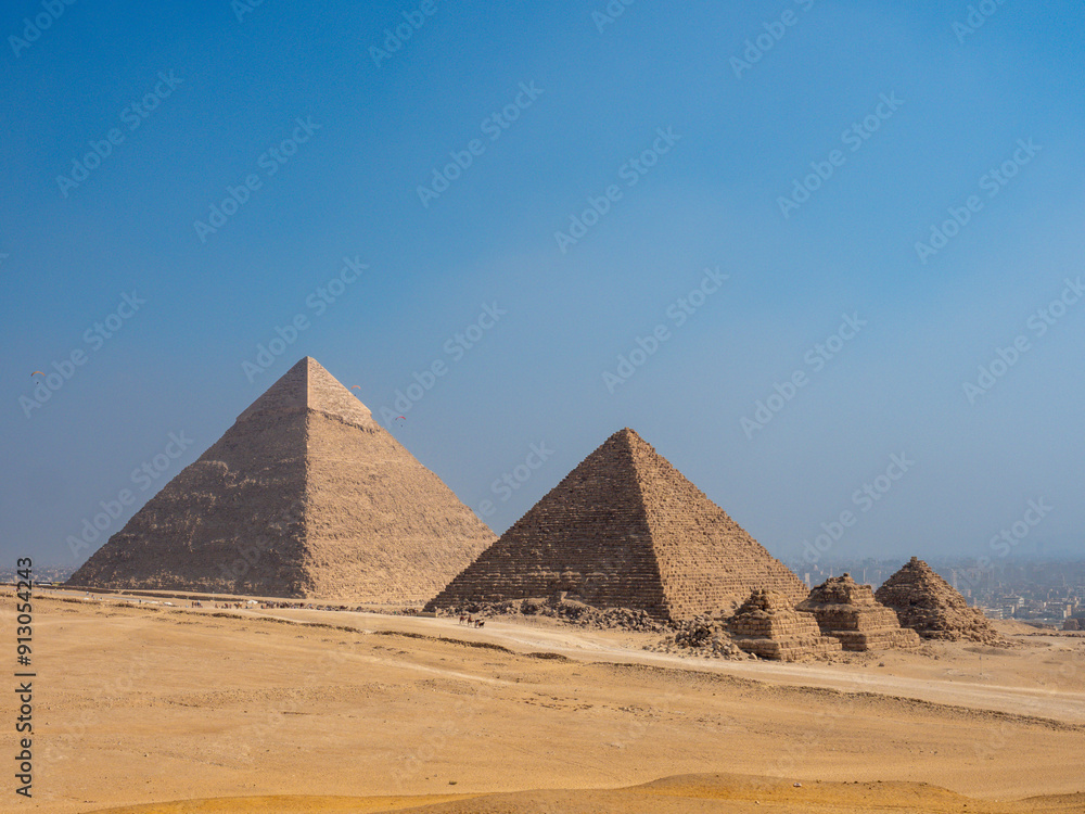 Panoramic view Pyramid of Giza in El Cairo Egypt Panoramic view Pyramid of Giza in El Cairo Egypt
