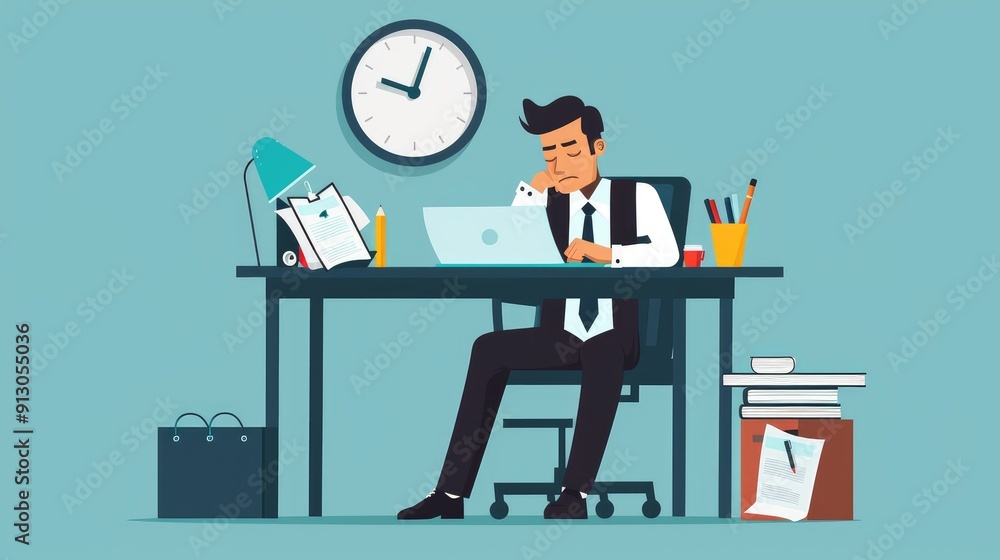 Focused Man Working at a Modern Desk