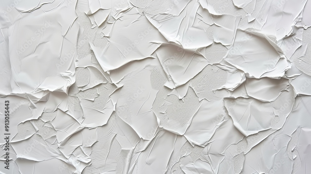 Abstract close-up of intricately crumpled white paper texture Abstract close-up of intricately crumpled white paper texture