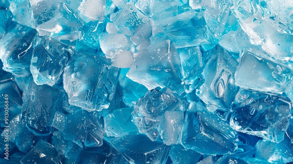 Bright blue ice cubes in close-up, cool refreshment Bright blue ice cubes in close-up, cool refreshment