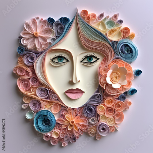 Rosto de mulher com técnica de quilling photo