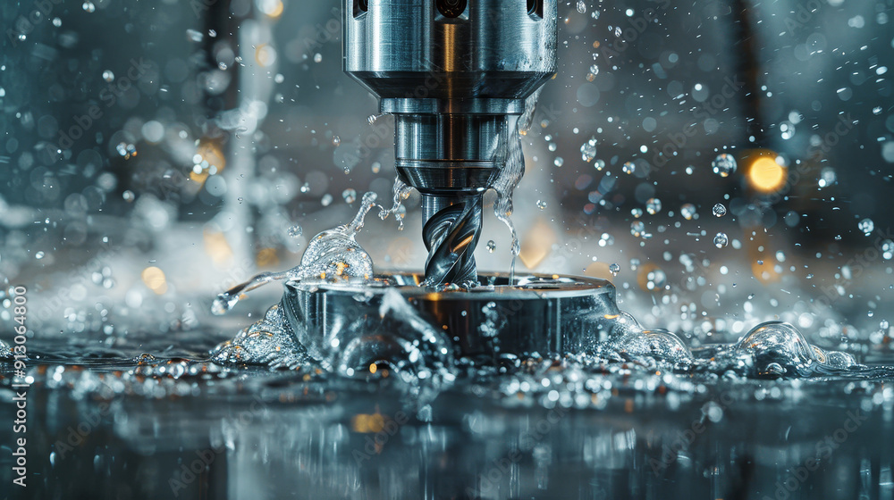 High-performance CNC machine working with precision and water cooling High-performance CNC machine working with precision and water cooling