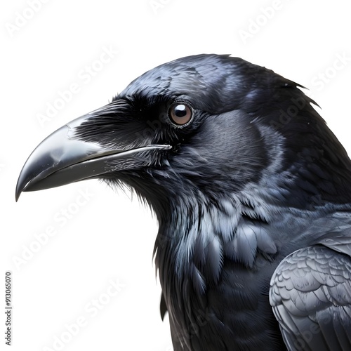 close up of a crow,crow isolated,crow on white background