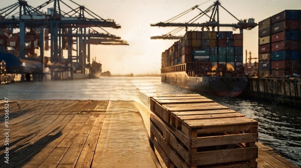 Naklejka premium container cargo freight ship