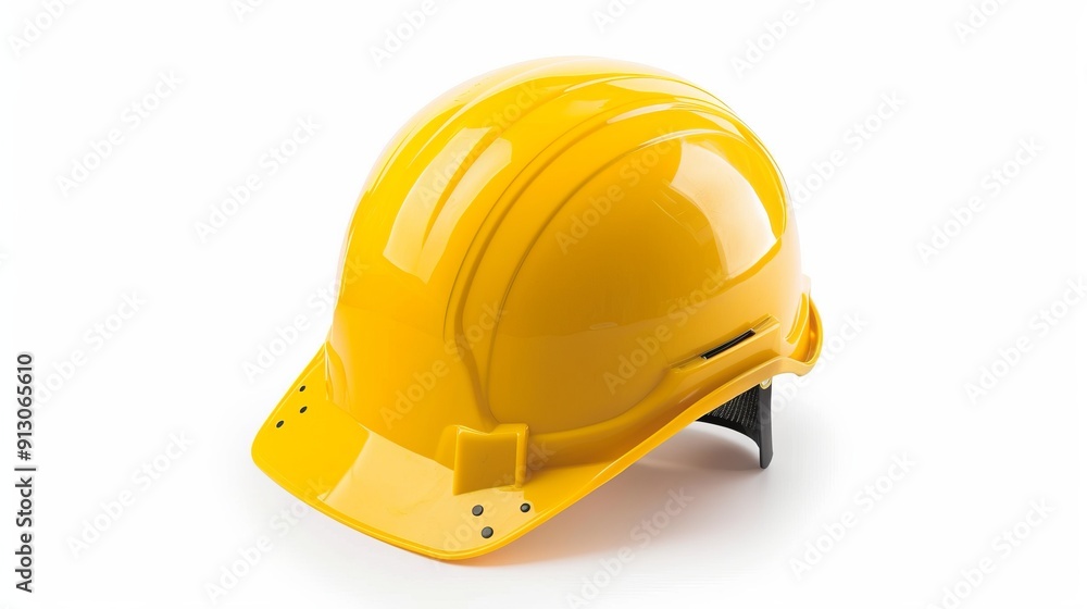 Fototapeta premium Yellow hard hat for construction work safety isolated
