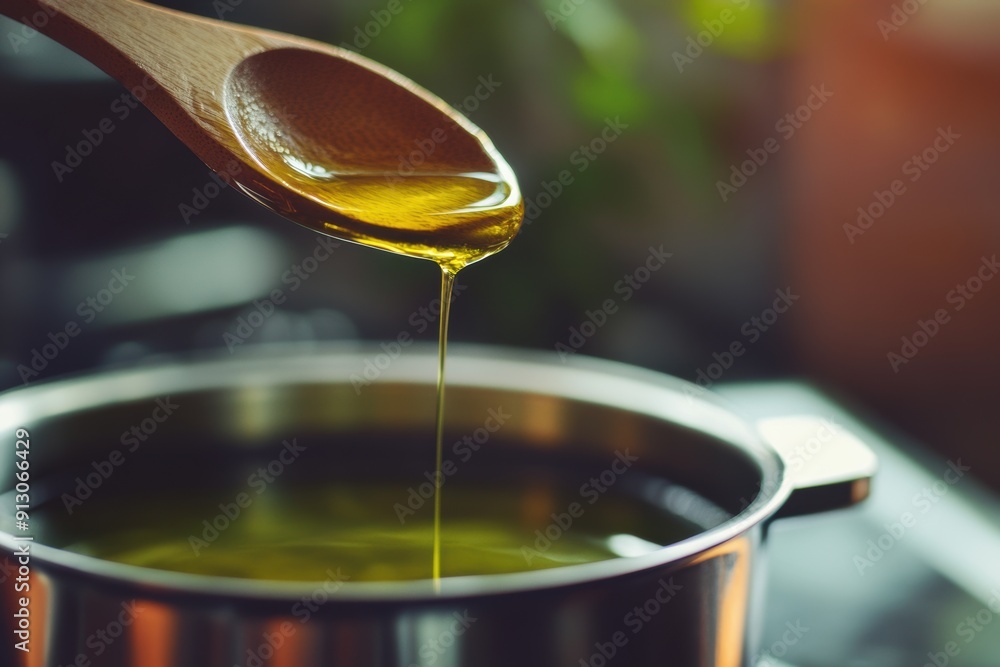 Golden honey dripping wooden spoon pot Golden honey dripping wooden spoon pot