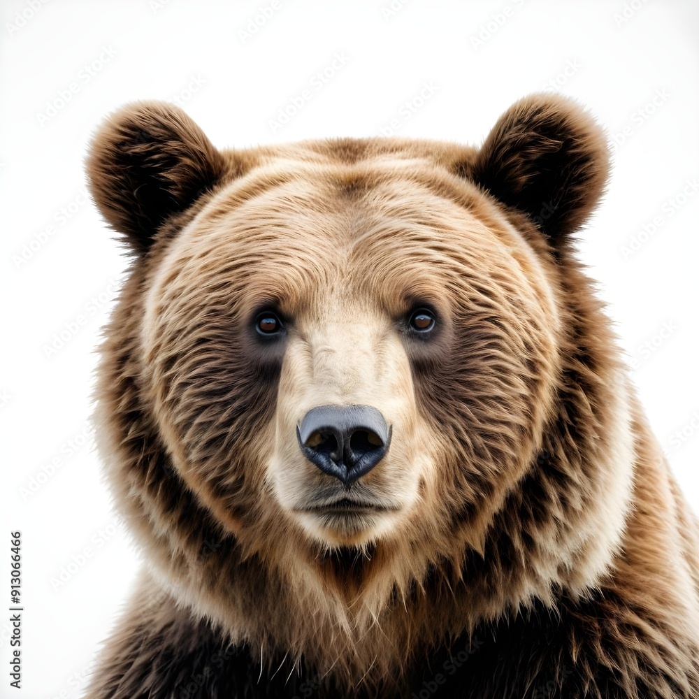 Obraz premium brown bear isolated on white, close up of a bear, bear isolated