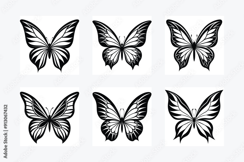 Naklejka premium Set of Butterfly vector silhouette 