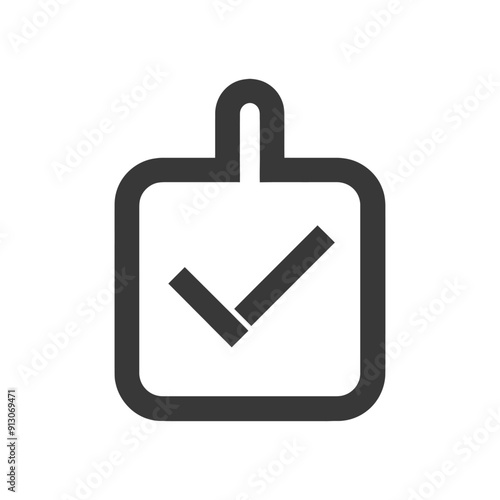 Black and White Checkmark Inside a Square with a Handle