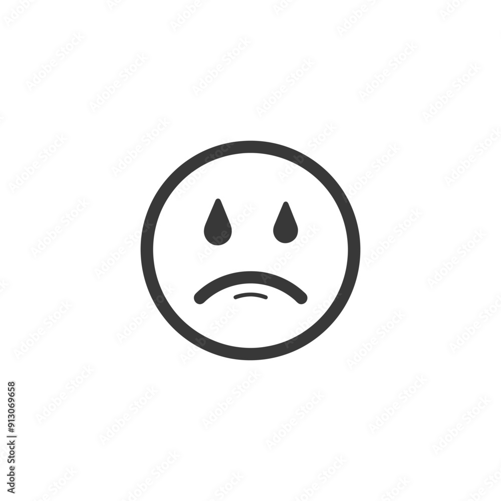 Obraz premium Black and White Emoji Depicting Sadness