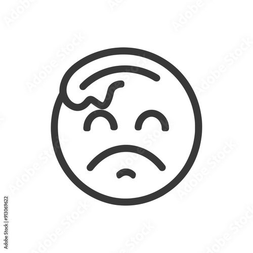 Black and White Emoji of a Sad Face with a Smug Look