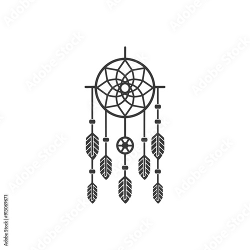 Black and White Dreamcatcher with Feathers
