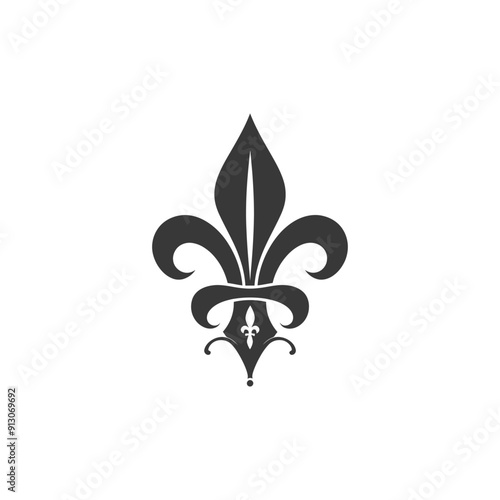 Black and White Fleur de lis with a White Fleur de lis in the Center