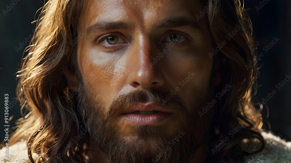 Divine Portrait of Jesus with Realistic and Ethereal Quality Divine Portrait of Jesus with Realistic and Ethereal Quality