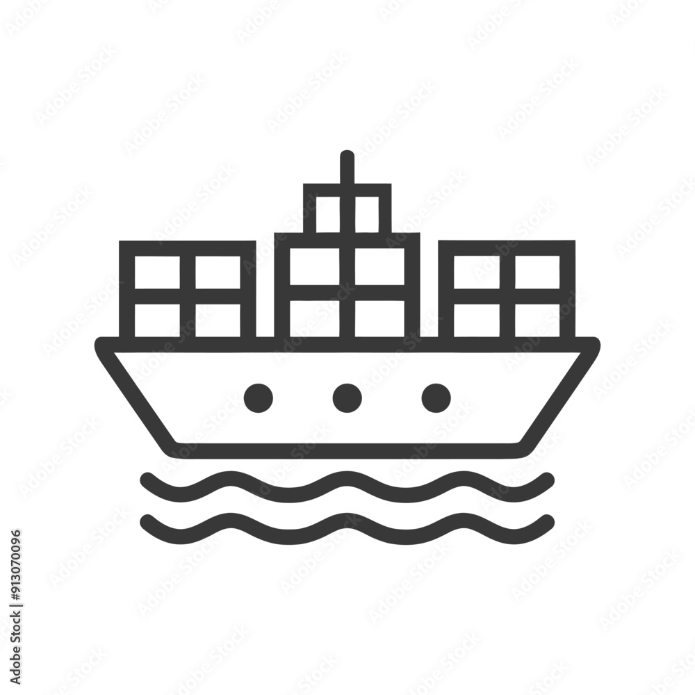 Cargo Ship with Containers Sailing on Water Cargo Ship with Containers Sailing on Water
