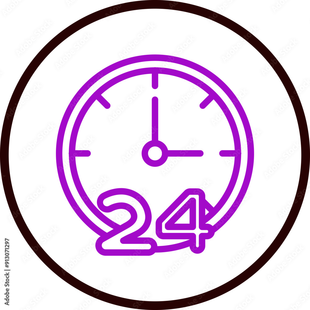 Hours Vector Line Purple Circle Black Hours Vector Line Purple Circle Black