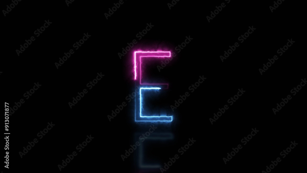 Glowing Neon Effect Letter Icon Illustration and Neon Alphabet Isolated on Black Background. Glowing Neon Effect Letter Icon Illustration and Neon Alphabet Isolated on Black Background.