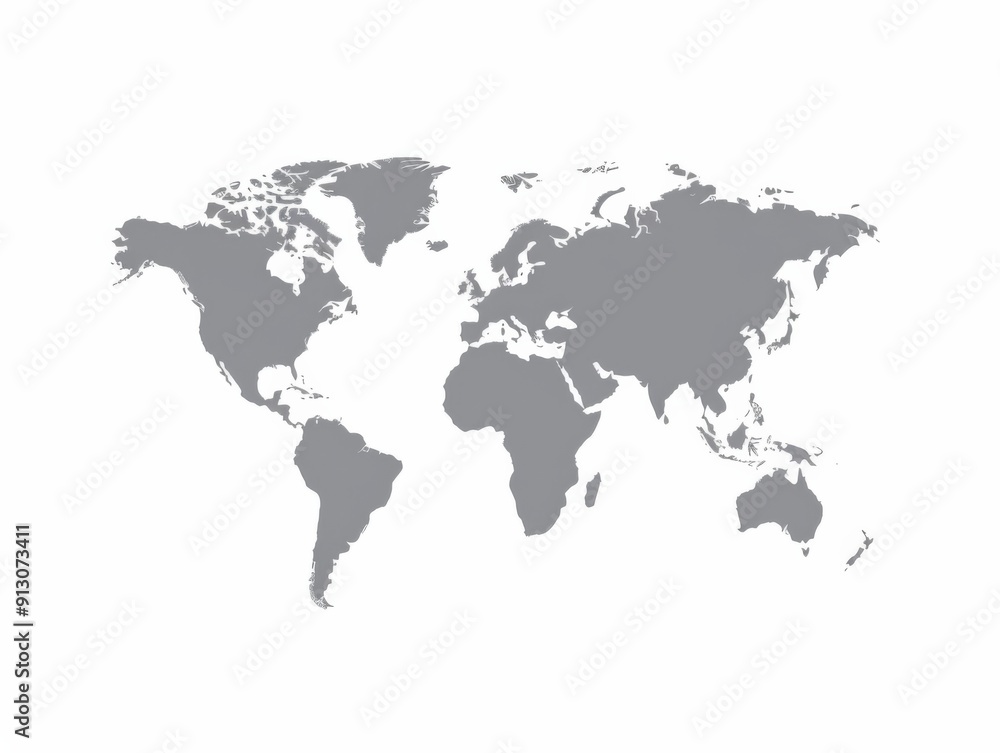 Fototapeta premium A world map is drawn in black and white. The map is a simple outline of the world, with no details or colors. The map is very minimalistic and conveys a sense of simplicity and clarity