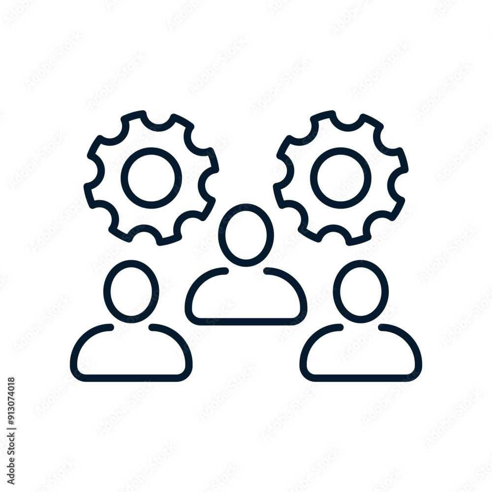 Teamwork and management concept. Vector linear icon isolated on white background. Teamwork and management concept. Vector linear icon isolated on white background.