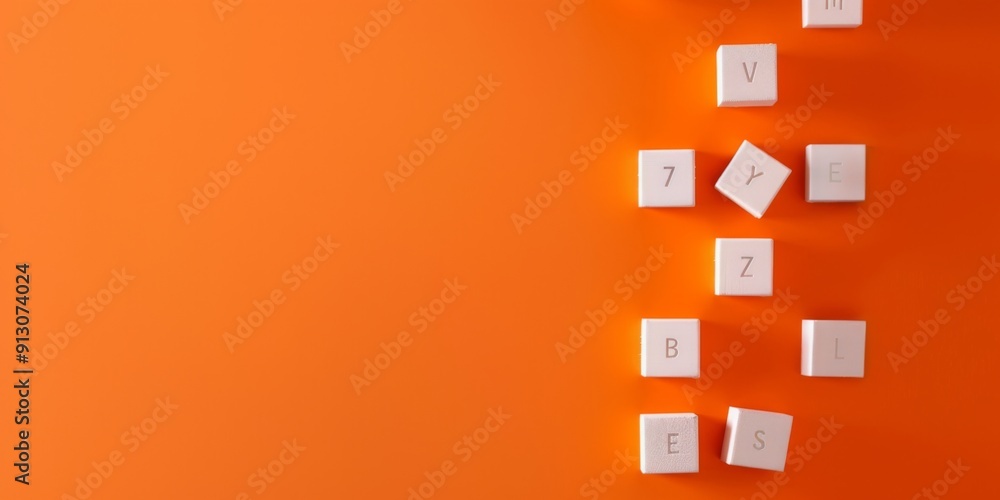 A white block with the letter V on it is on top of a stack of white blocks. The blocks are arranged in a way that they spell out the word A white block with the letter V on it is on top of a stack of white blocks. The blocks are arranged in a way that they spell out the word