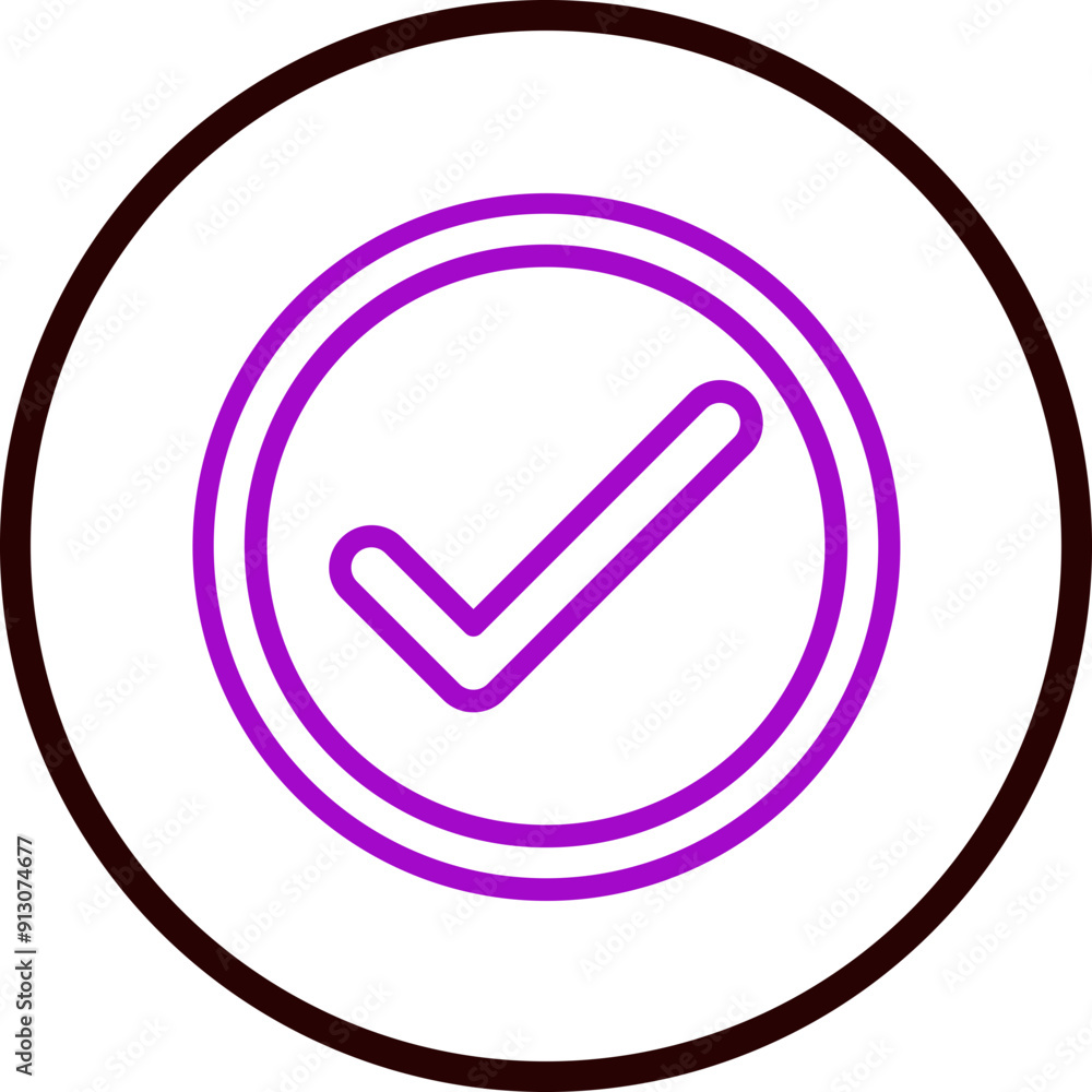 Checkmark Vector Line Purple Circle Black