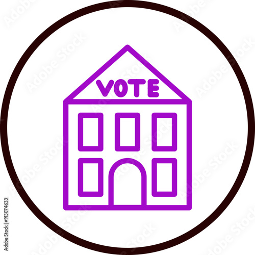 Election Polling Station Vector Line Purple Circle Black