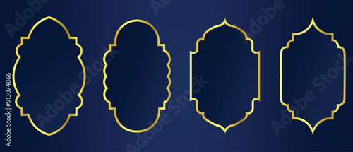Set of colorful Islamic shape window frame in flat style, vector illustration.eps10