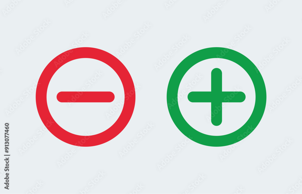 Red minus and green plus icons Red minus and green plus icons
