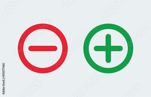 Red minus and green plus icons