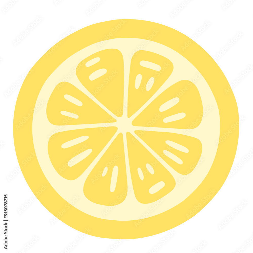 A close-up illustration of a yellow lemon slice with a bright, vibrant color and a simple, stylized design A close-up illustration of a yellow lemon slice with a bright, vibrant color and a simple, stylized design
