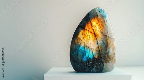 Radiant Labradorite Stone Gleaming with Polished Perfection - Large Portrait Photo