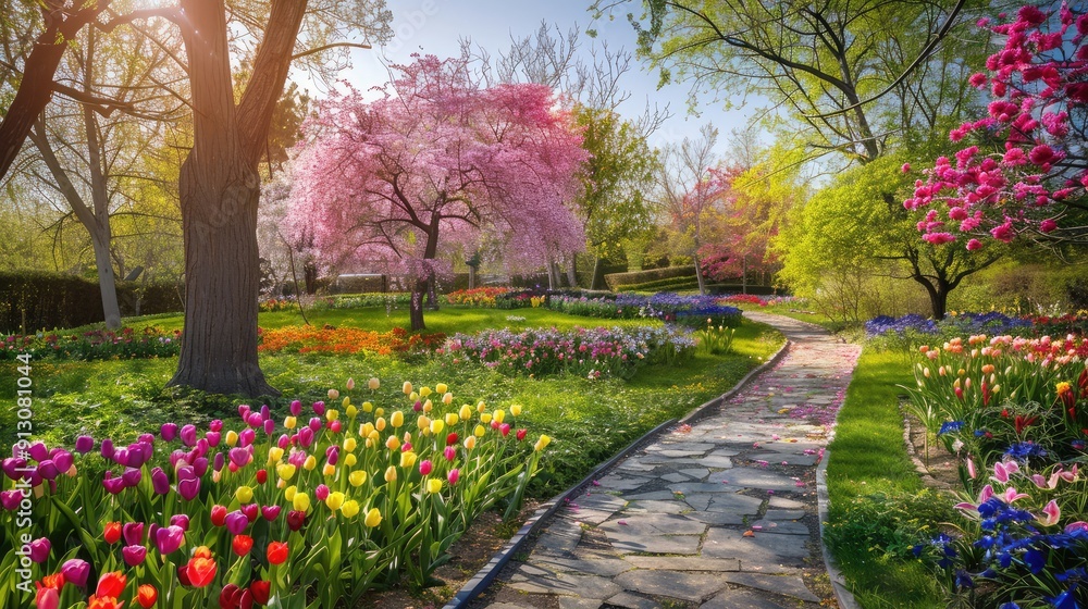 Naklejka premium field of flowers in spring