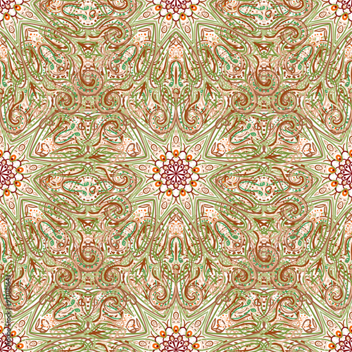 Mandala seamless pattern. Vintage decorative elements. Hand drawn background....