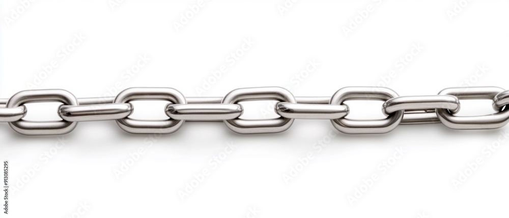 Obraz premium Close-Up of Metal Chain Links Isolated on White Background. Generative ai.