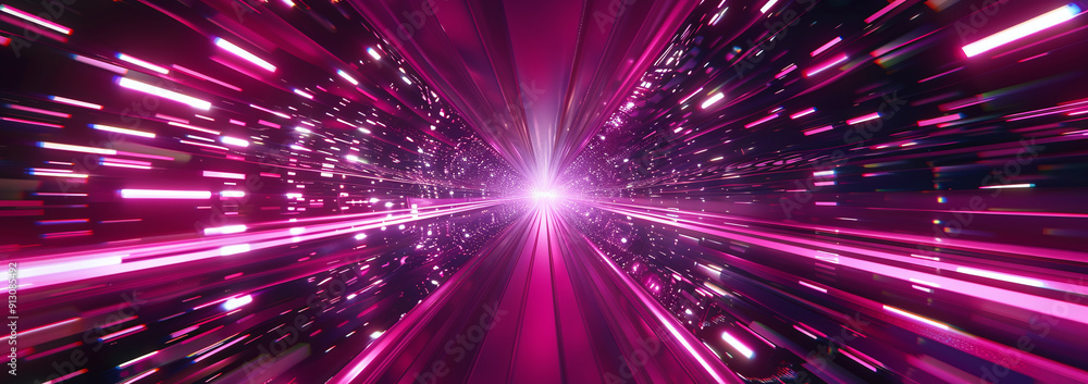 Bright Pink Digital Tunnel with Glowing Light Streak Bright Pink Digital Tunnel with Glowing Light Streak